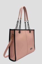 Elegant Pink Shoulder Tote Bag – Faux Leather - Image 3