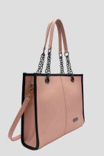 Elegant Pink Shoulder Tote Bag – Faux Leather - Image 2