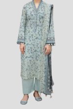3 Piece Unstitched Embroidered Lawn Suit - Image 2