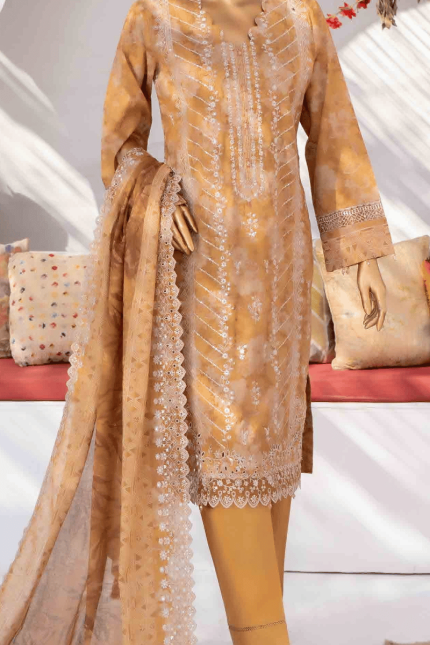 3 Piece Unstitched Embroidered Lawn Suit | Digital Print | Premium Quality