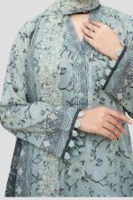 3 Piece Unstitched Embroidered Lawn Suit - Image 3