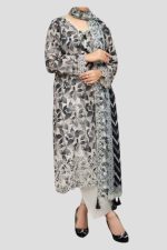 3 Piece Unstitched Embroidered Lawn Suit - Image 3