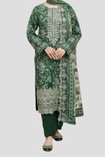 3 Piece Unstitched Embroidered Lawn Suit